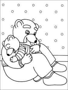 Cartoon Brown Bear with Baby Bear coloring page