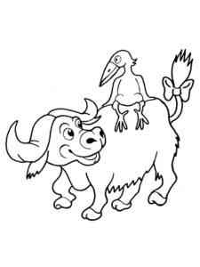 Buffalo and Crow coloring page
