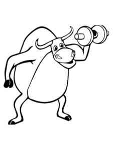 Bull with dumbbell coloring page