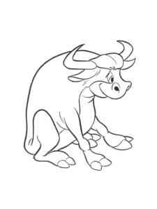 Cartoon Bull sitting coloring page