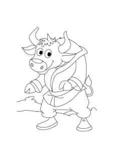 Bull in kimono coloring page
