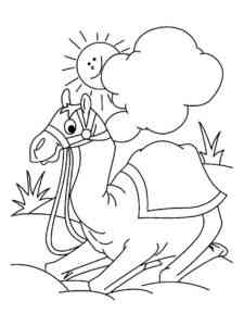 Camel lying in the sun coloring page