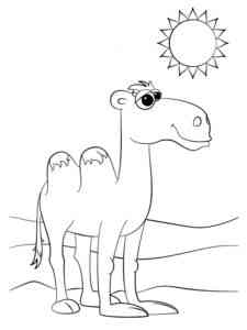 Two Hump Camel in the Desert coloring page