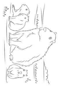 Capybara Famaly coloring page