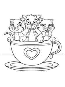 Cats in Cup coloring page
