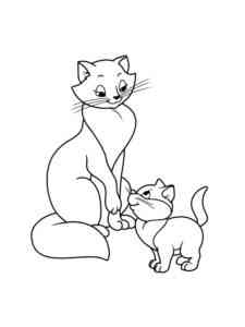 Cat with Kitten coloring page