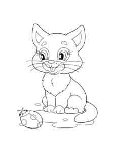 Cat and Ladybug coloring page