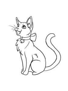 Cat with a bell on his neck coloring page