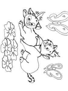 Kittens playing with Butterflies coloring page