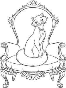 Cat on a chair coloring page