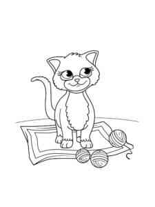 Cat on the carpet coloring page