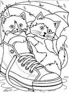 Kittens with sneaker coloring page