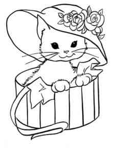 Kitten in the Hat coloring page