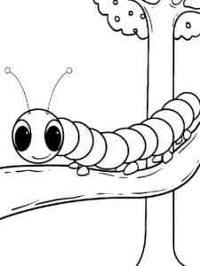 Caterpillar crawling on a branch coloring page
