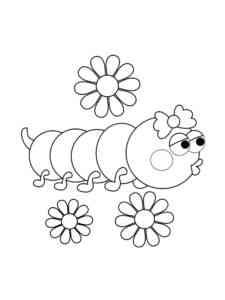 Caterpillar and Flowers coloring page