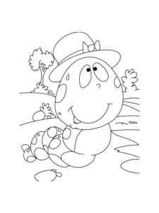 Cartoon Caterpillar in Hat coloring page