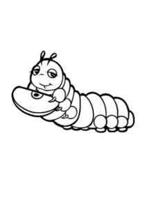 Caterpillar with apple slice coloring page