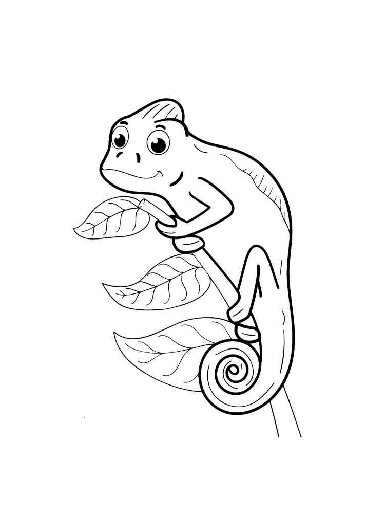 Cute Cartoon Chameleon coloring page