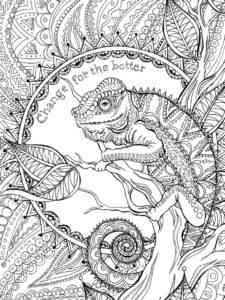 Antistress Chameleon coloring page for Adult