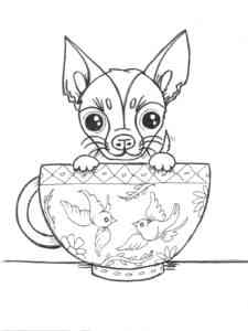 Chihuahua in cup coloring page