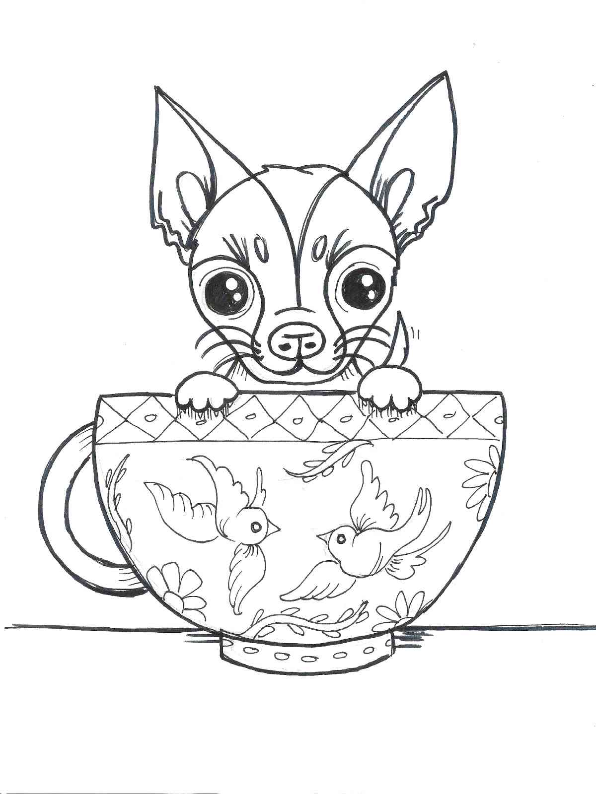 Chihuahua in cup coloring page