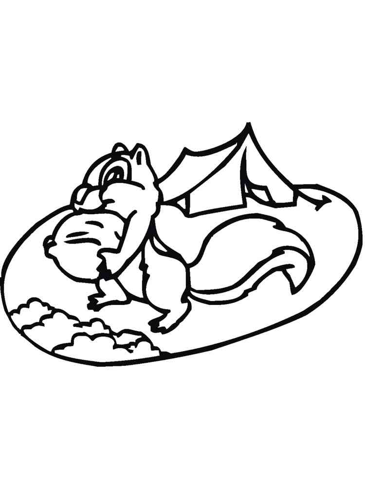 Chipmunk with nut coloring page