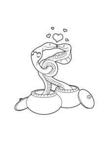 Cobras kissing coloring page