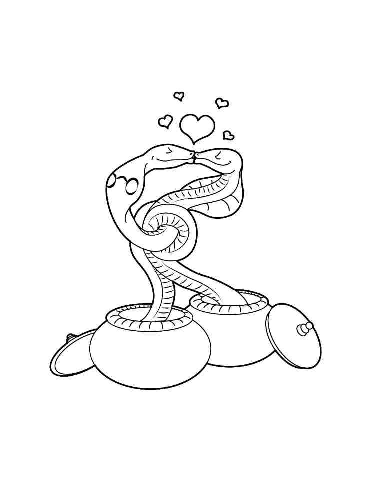 Cobras kissing coloring page