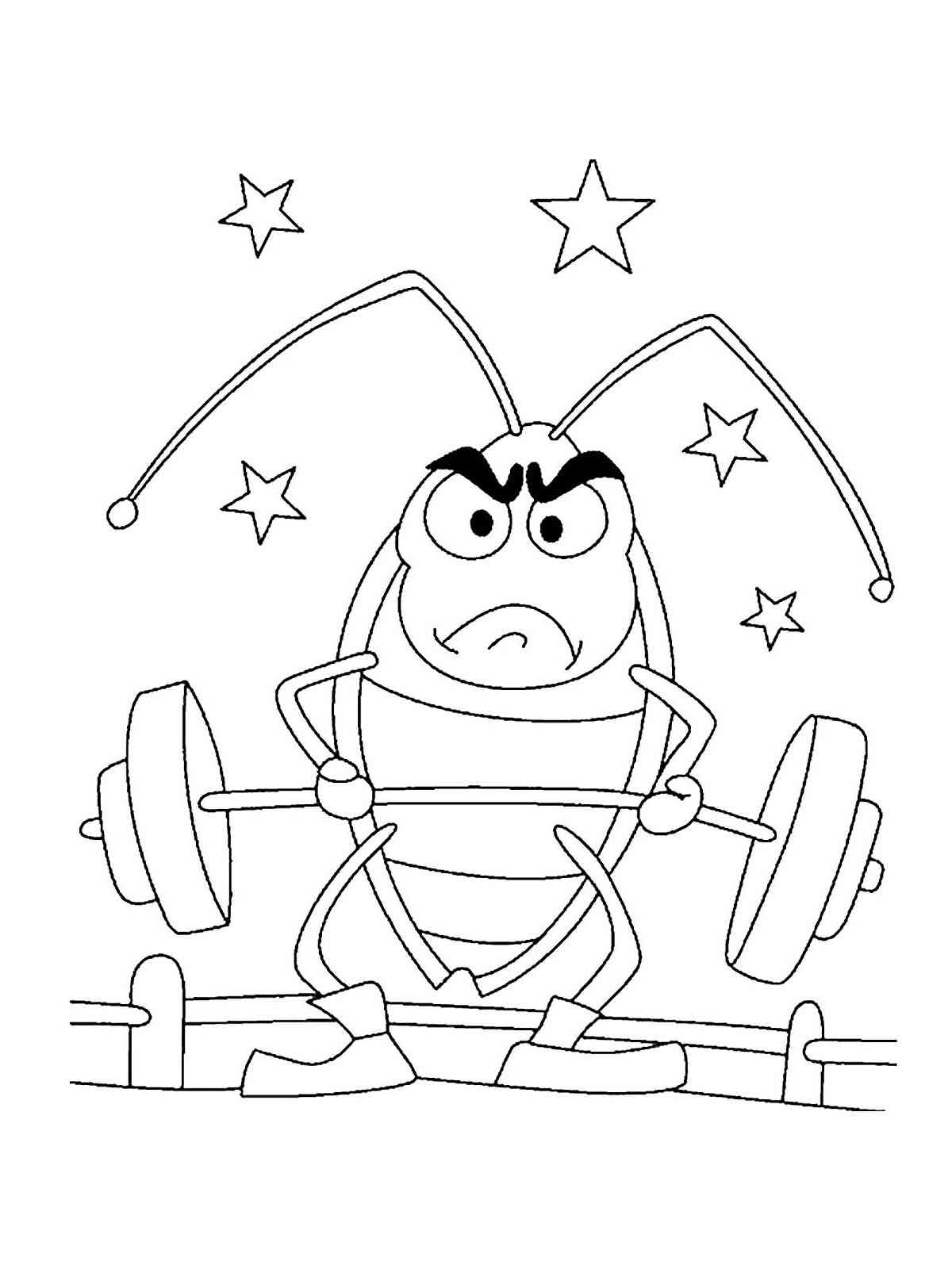 Weightlifter Cockroach coloring page