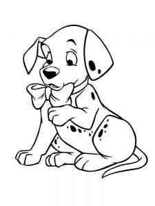 Dalmatian with a bow coloring page