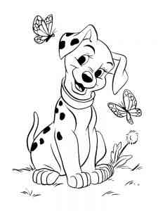 Dalmatian with butterflies coloring page
