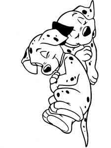 Two Dalmatians Sleeping coloring page