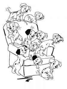 Dalmatians on an armchair coloring page