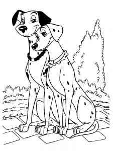 Perdita and Pongo 101 Dalmatians coloring page