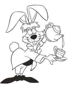 March Hare pours tea coloring page