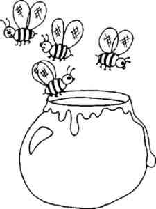 Bees with a honey pot coloring page