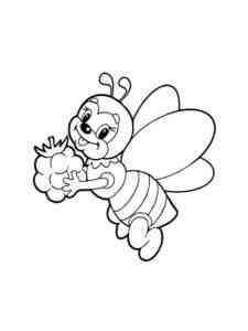 Bee and raspberries coloring page