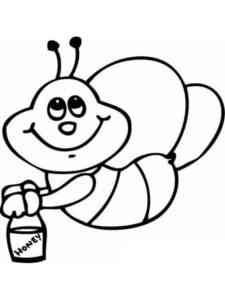 Bee with a bucket of honey coloring page