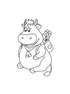 Cartoon sitting Cow coloring page