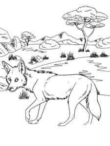 Coyotes in the desert coloring page