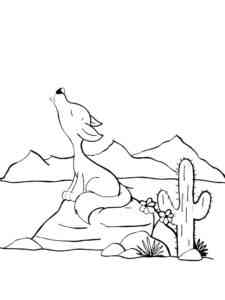 Cartoon Howling Coyote coloring page
