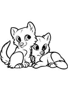 Cute Two Foxes coloring page
