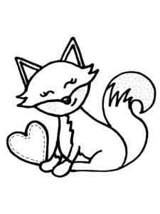 Cute Fox with a heart coloring page
