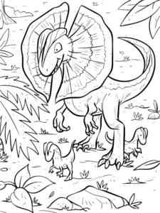 Dilophosaurus Family coloring page