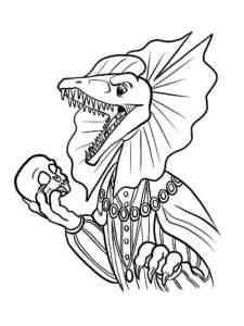 Dilophosaurus with skull coloring page