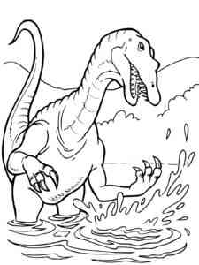 Velociraptor in a river coloring page
