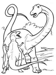 Brachiosaurus and Allosaurus coloring page