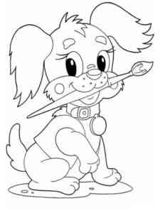 Dog with Brush coloring page