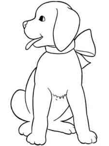 Cute Dog with Bow coloring page