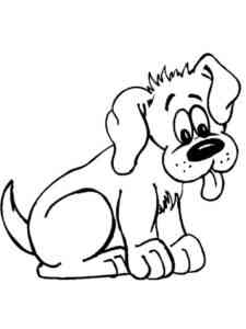 Dog sticking his tongue out coloring page